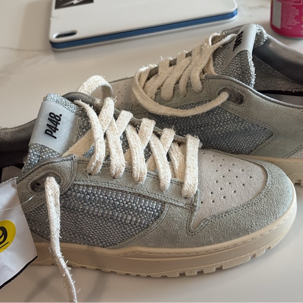 P448 Light Gray and White Sneakers